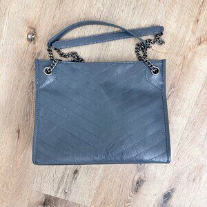 Designer Inspired Grey Chevron Tote Bag